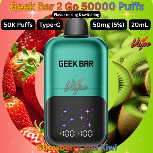Geek Bar 2 Go Dual Flavor Mix 50000 Puffs Strawberry and Kiwi