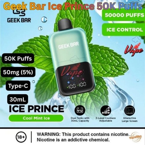Geek Bar Ice Prince 50000 Puffs Cool Mint Ice