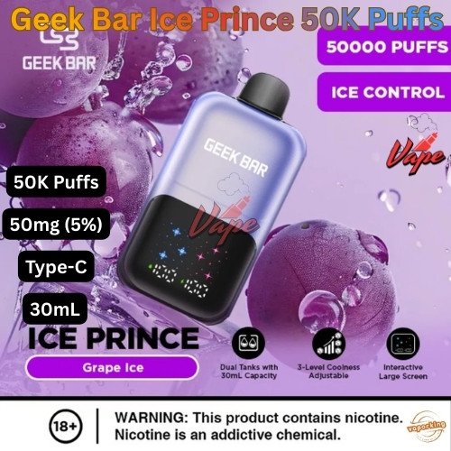 Geek Bar Ice Prince 50000 Puffs Grape Ice