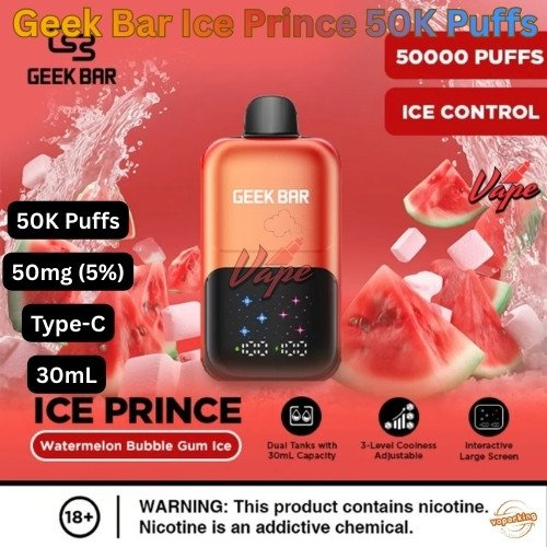 Geek Bar Ice Prince 50000 Puffs Watermelon Bubble Gum Ice