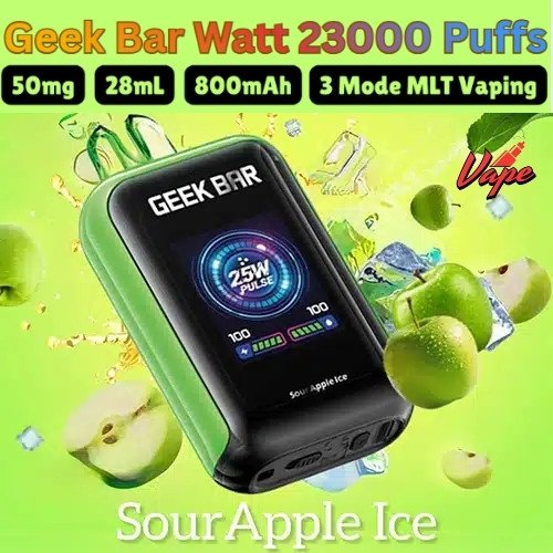 Geek Bar Watt 23000 Puffs Sour Apple lce