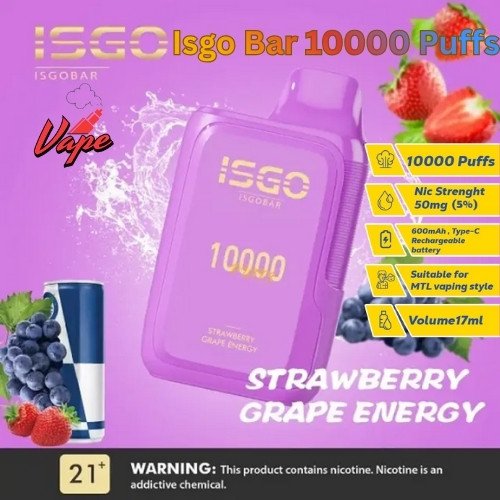 Isgo Bar 10000 Puffs Strawberry Grape Energy