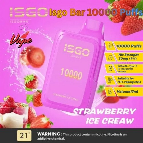 Isgo Bar 10000 Puffs Strawberry Ice Cream