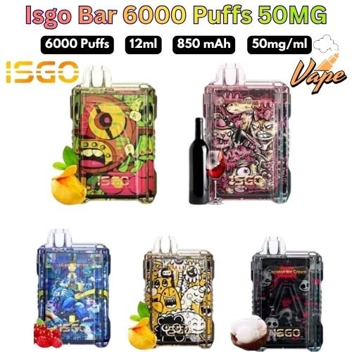 Isgo Bar 6000 Puffs 50MG All Flavors in Dubai