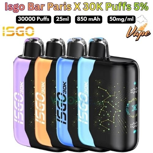 Isgo Bar Paris X 30000 Puffs 50MG All Flavors in Dubai