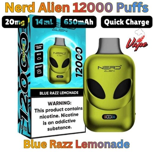 Nerd Alien 12000 Puffs Blue Razz Lemonade