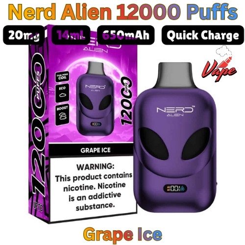Nerd Alien 12000 Puffs Grape Ice