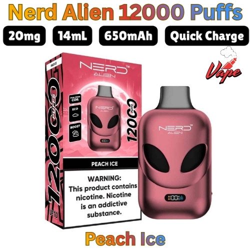 Nerd Alien 12000 Puffs Peach Ice