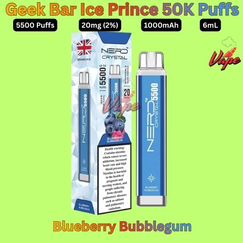 Nerd Crystal 5500 Puffs 20MG Blueberry Bubblegum