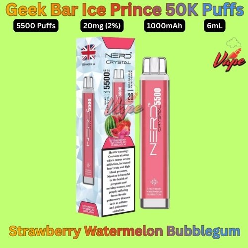 Nerd Crystal 5500 Puffs 20MG Strawberry Watermelon Bubblegum