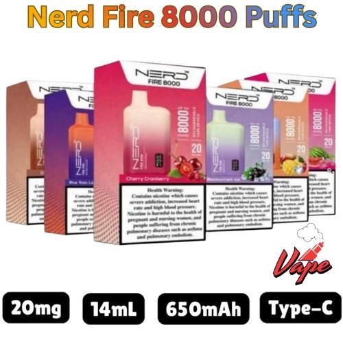 Nerd Fire 8000 Puffs All Flavors