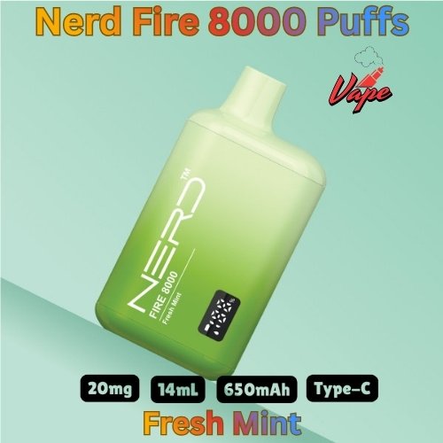Nerd Fire 8000 Puffs Fresh Mint