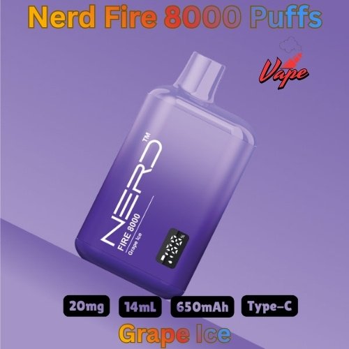 Nerd Fire 8000 Puffs Grape Ice