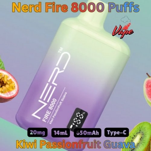 Nerd Fire 8000 Puffs Kiwi Passionfruit Guava