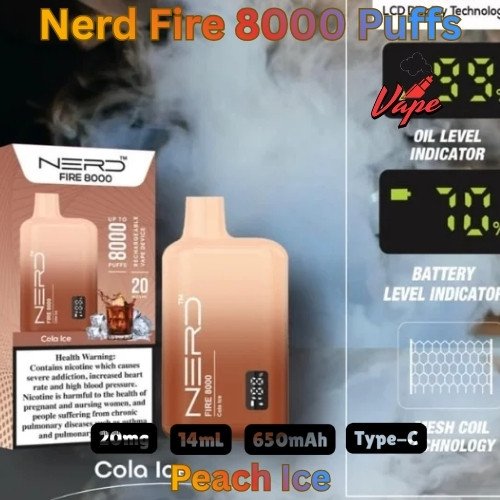 Nerd Fire 8000 Puffs Peach Ice