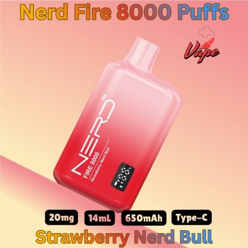 Nerd Fire 8000 Puffs Strawberry Nerd Bull
