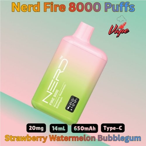 Nerd Fire 8000 Puffs Strawberry Watermelon Bubblegum