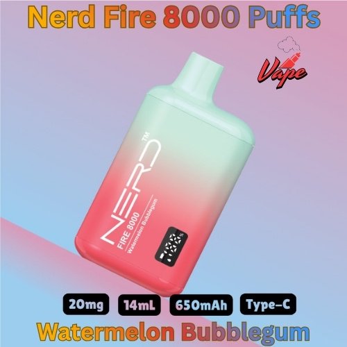 Nerd Fire 8000 Puffs Watermelon Bubblegum