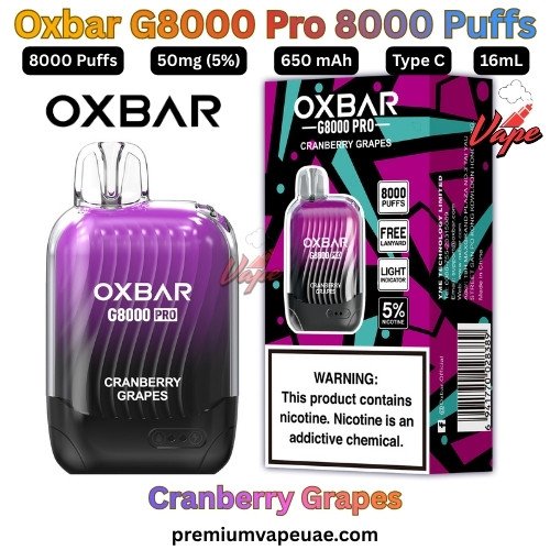 Oxbar G8000 Pro 8000 Puffs 50MG Cranberry Grapes