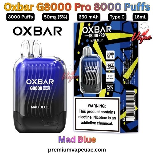 Oxbar G8000 Pro 8000 Puffs 50MG Mad Blue