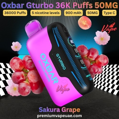 Oxbar Gturbo 36000 Puffs 50MG Sakura Grape