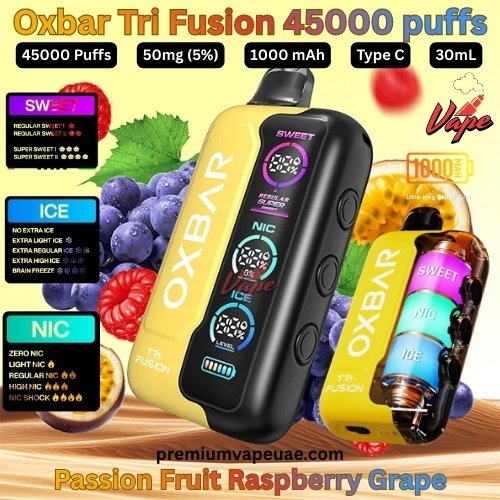 Oxbar Tri Fusion 45000 Puffs 50MG Passion Fruit Raspberry Grape