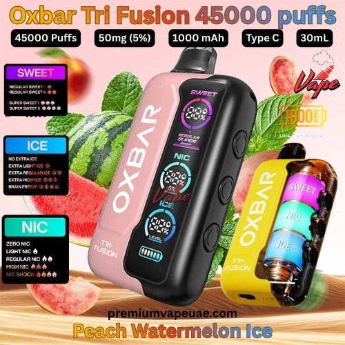 Oxbar Tri Fusion 45000 Puffs 50MG Peach Watermelon Ice