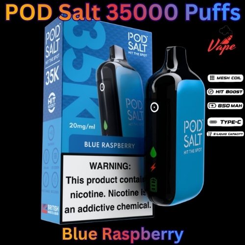 POD Salt 35000 Puffs 20mg and 50mg Blue Raspberry