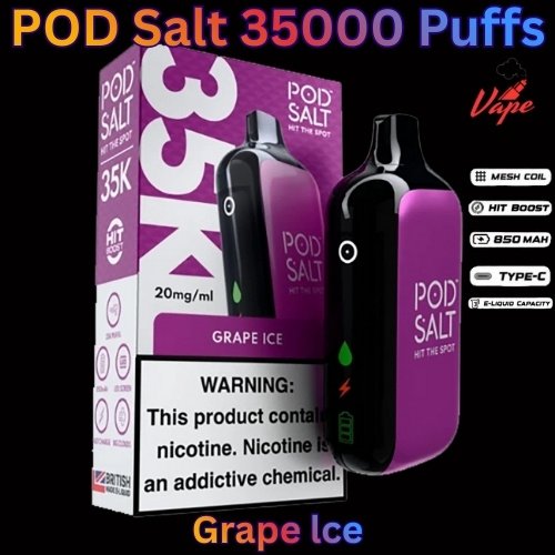 POD Salt 35000 Puffs 20mg and 50mg Grape lce