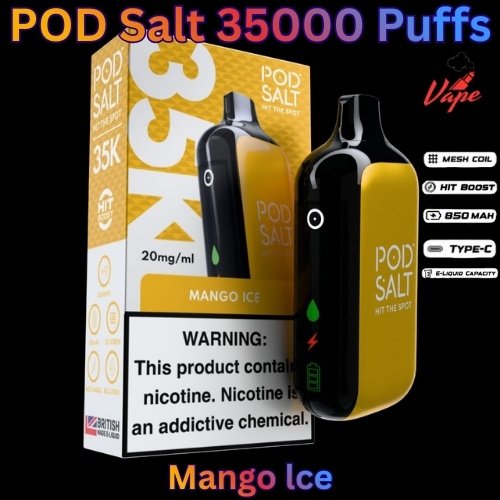 POD Salt 35000 Puffs 20mg and 50mg Mango lce