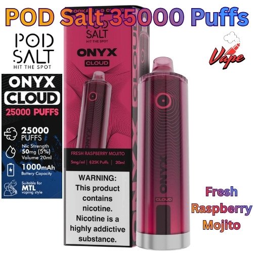 Pod Salt Onyx Cloud 25000 Puffs Fresh Raspberry Mojito