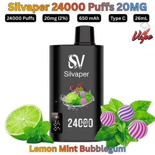 Silvaper 24000 Puffs 20mg Lemon Mint Bubblegum