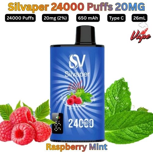 Silvaper 24000 Puffs 20mg Raspberry Mint
