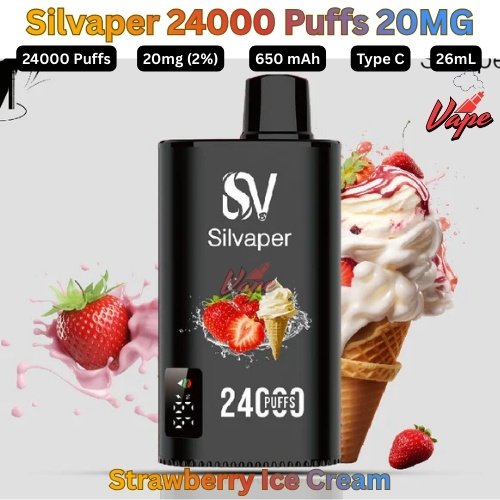 Silvaper 24000 Puffs 20mg Strawberry Ice Cream