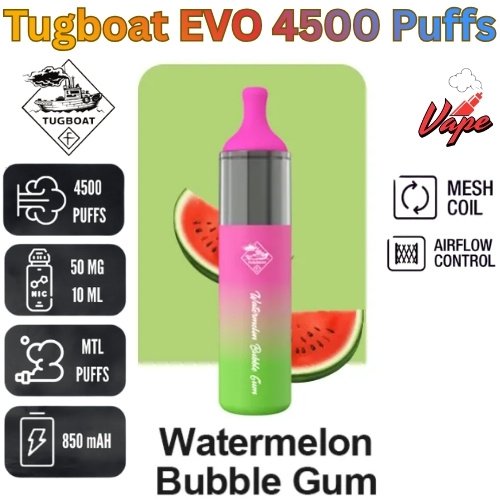 Tugboat EVO 4500 Puffs Watermelon Bubble Gum
