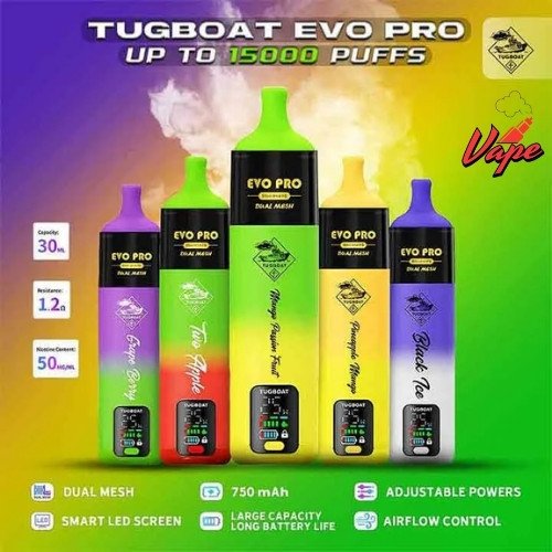 Tugboat EVO Pro 15000 Puffs All Flavors (1)