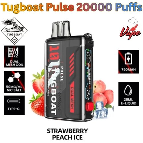 Tugboat Pulse 20000 Puffs Strawberry Peach Ice
