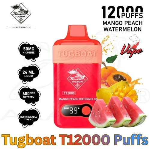 Tugboat T12000 Puffs Mango Peach Watermelon