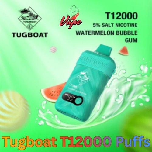 Tugboat T12000 Puffs Watermelon Bubble Gum