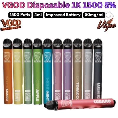 VGOD Disposable Pod 1K 1500 Puffs 50MG All Flavors in Dubai