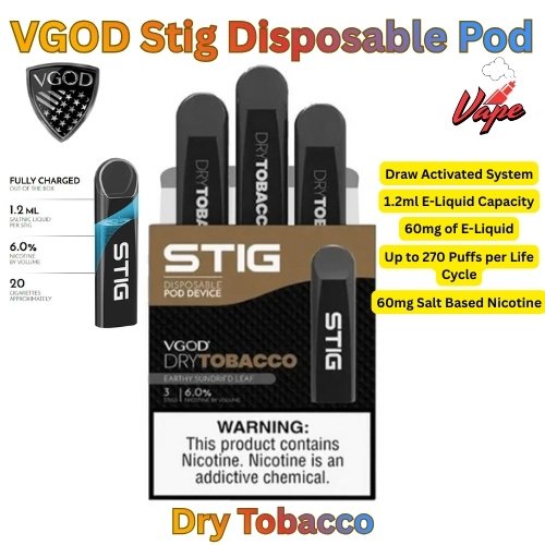 VGOD Stig Mix Iced 60MG Disposable Vape Dry Tobacco