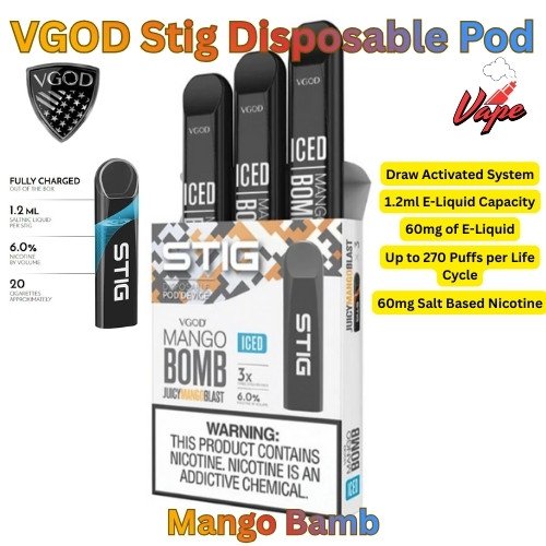VGOD Stig Mix Iced 60MG Disposable Vape Mango Bamb