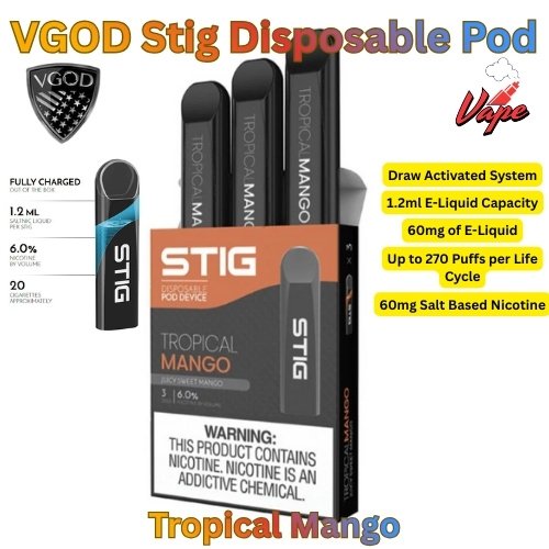 VGOD Stig Mix Iced 60MG Disposable Vape Tropical Mango
