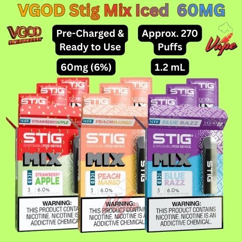 VGOD Stig Mix Iced 60MG Disposable Vape All Flavors