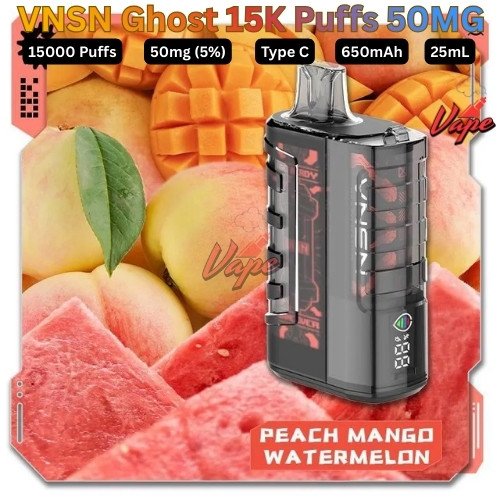 VNSN Ghost 15000 Puffs 50MG Peach Mango Watermelon