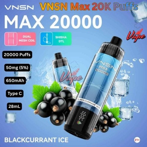VNSN Max 20000 Puffs 50MG Blackcurrant lce