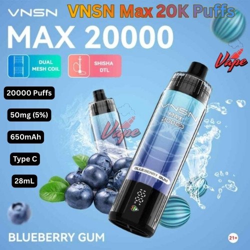 VNSN Max 20000 Puffs 50MG Blueberry Gum