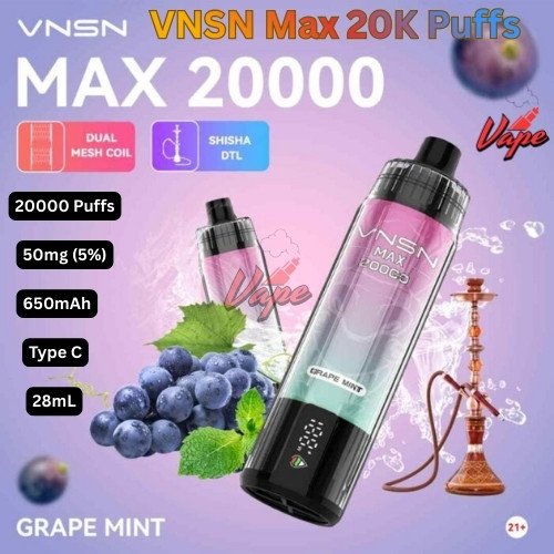 VNSN Max 20000 Puffs 50MG Grape Mint