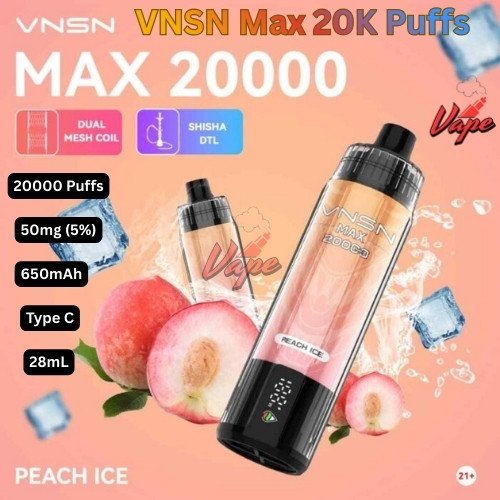 VNSN Max 20000 Puffs 50MG Peach lce