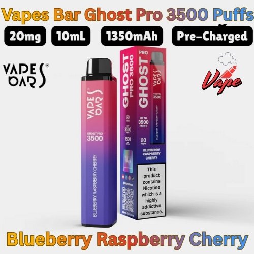 Vapes Bars Ghost Pro 3500 Puffs Blueberry Raspberry Cherry